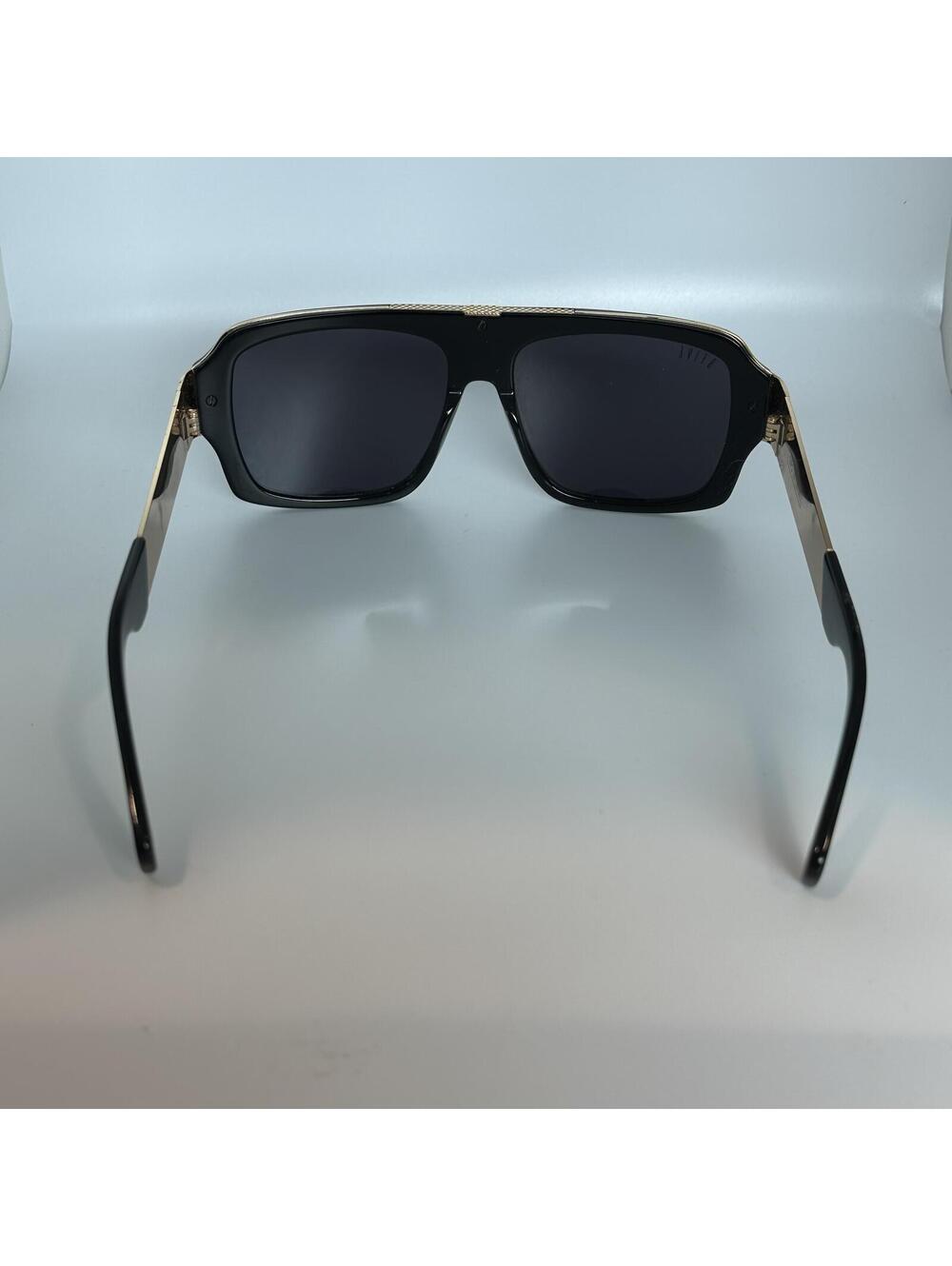 9Five Black and Gold Rectangular Sunglasses - Picture 5 of 9